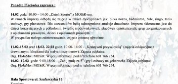 FERIE ZIMOWE 2019 w MOSiR 