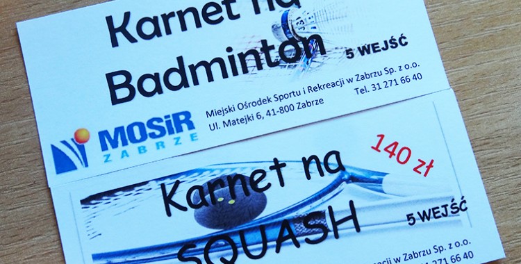 Karnety na SQUASH i BADMINTON