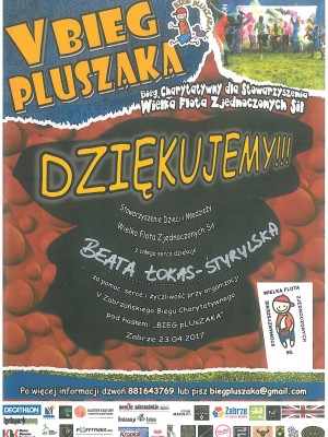 Podziękowanie Bieg Pluszaka