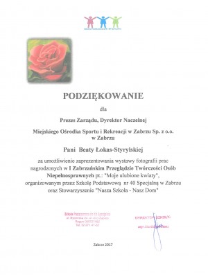 Podziękowanie ZSS nr 40