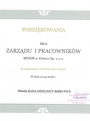 Podziękowanie Rada Dzielnicy Biskupice