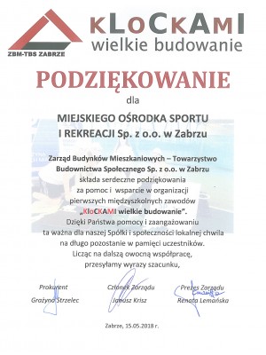 Podziękowanie ZBM - TBS