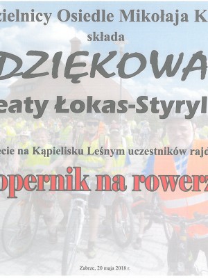 Podziękowanie Rada Osiedla M.Kopernika