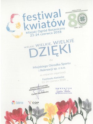 Podziękowanie Festiwal Kwiatów