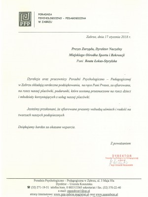 Podziękowanie Poradnia Psychologiczno-Pedagogiczna