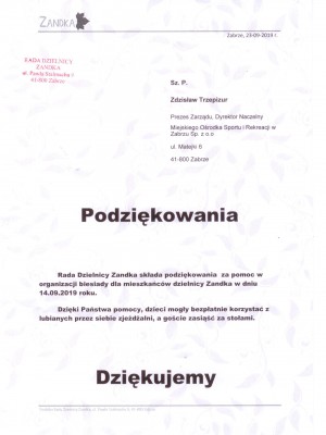 Podziękowanie Zandka