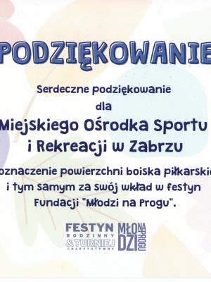 Podziękowania Fundacja Młodzi na Progu