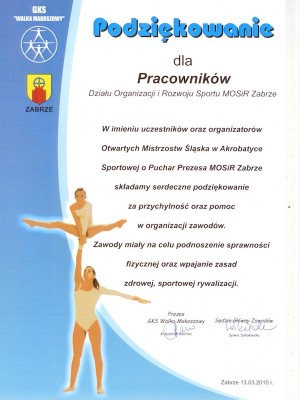 Podziękowanie makoszowy