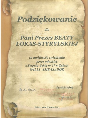 Podziękowanie ZS nr17