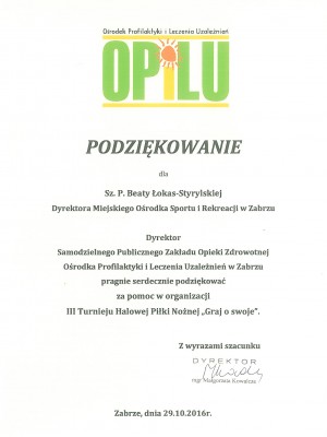 Podziękowanie OPIL